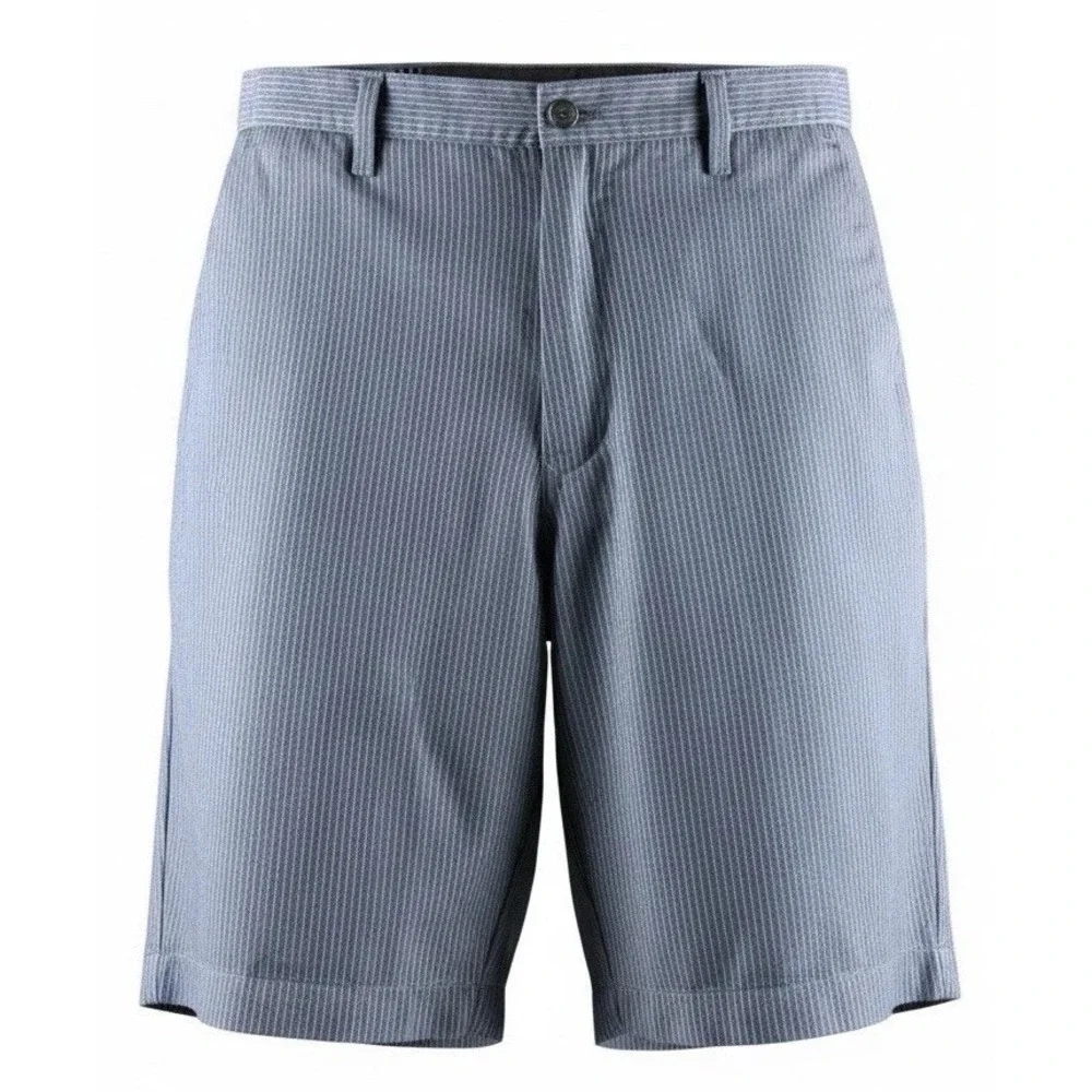 VOLCOM Frickin Stripe Shorts Mens 36 Gray Pinstripe Chino Hybrid Logo